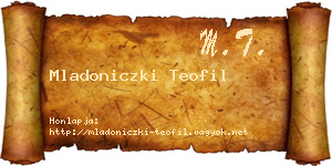 Mladoniczki Teofil névjegykártya